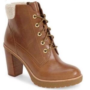 Michael Kors Kim Lace Up Leather Caramel Boot | US Women Size 8M